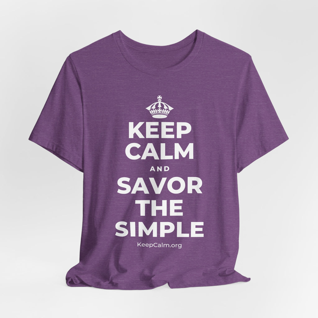 KEEP CALM AND SAVOR THE SIMPLE T-Shirt (Baby Blue–Silver)
