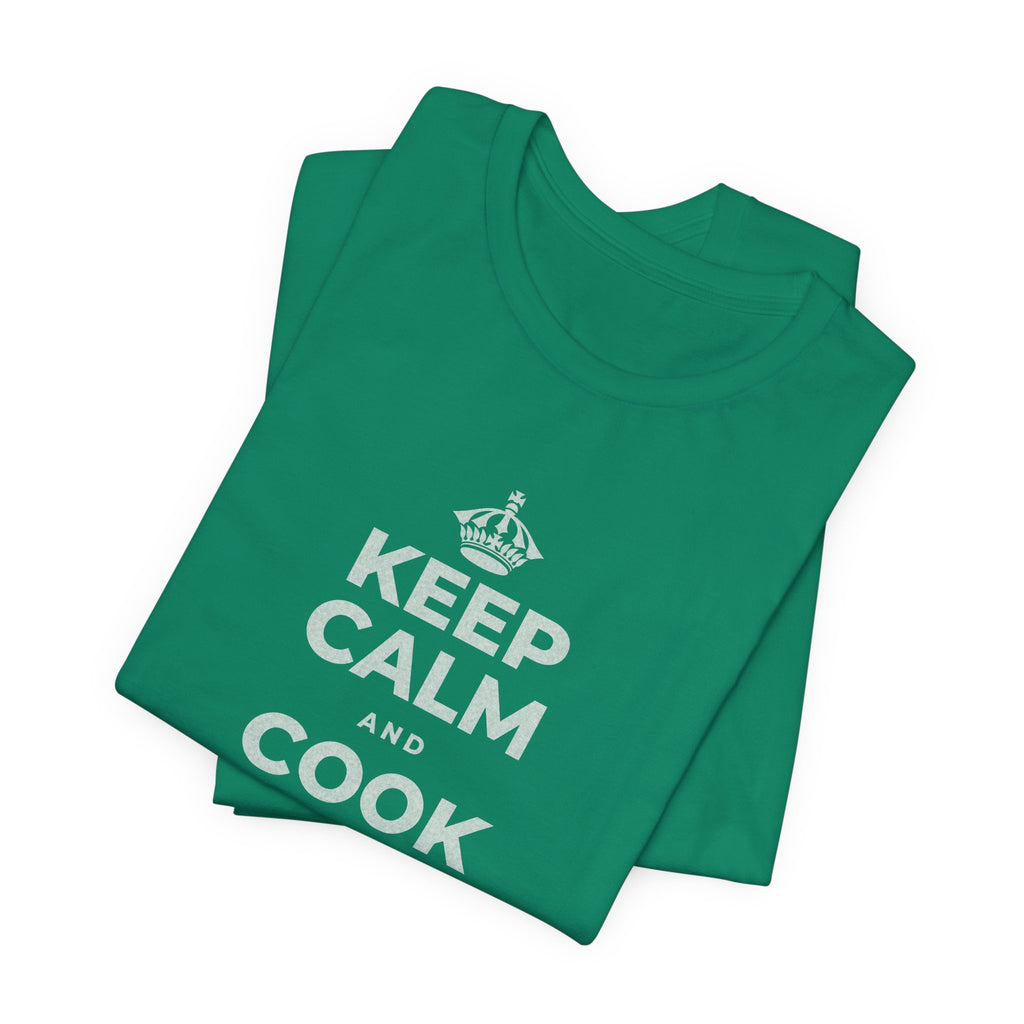KEEP CALM AND COOK SOMETHING T-Shirt (White–Asphalt)