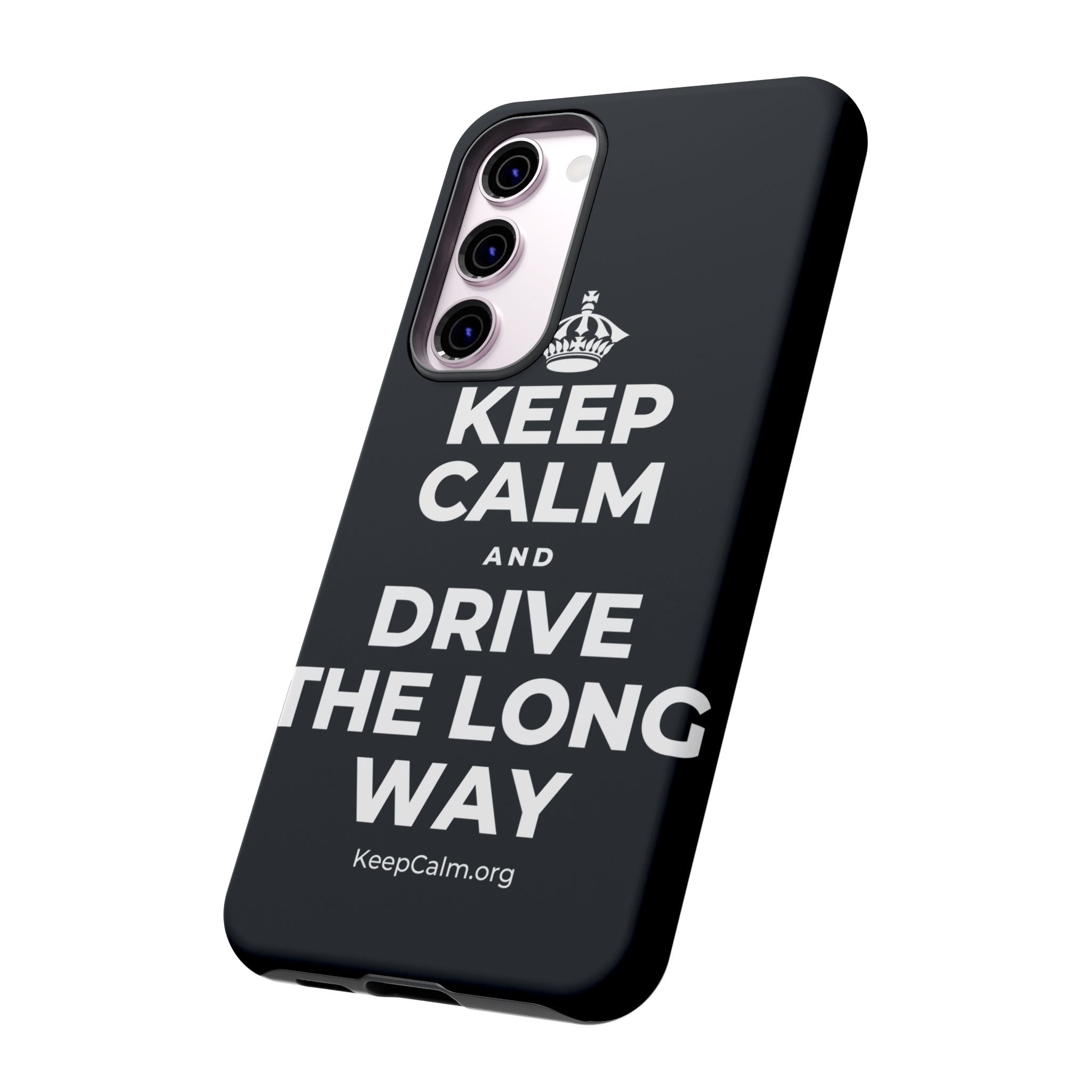 KEEP CALM AND DRIVE THE LONG WAY Phone Case (Dark)