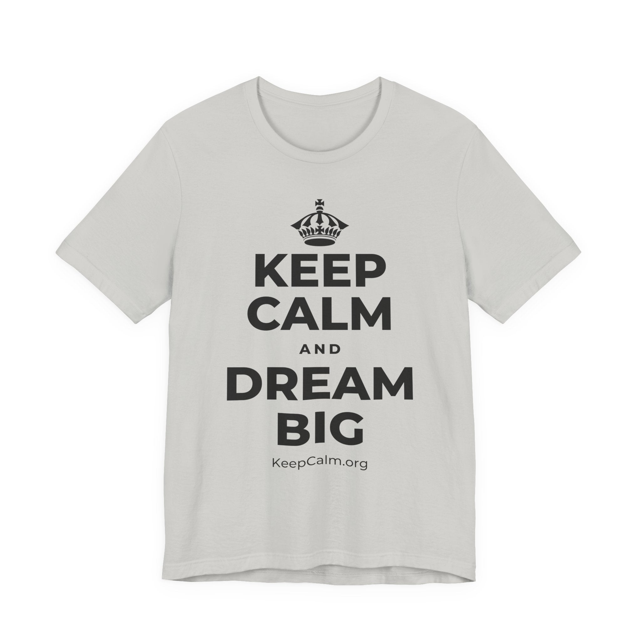 KEEP CALM AND DREAM BIG T-Shirt (Baby Blue–Silver)