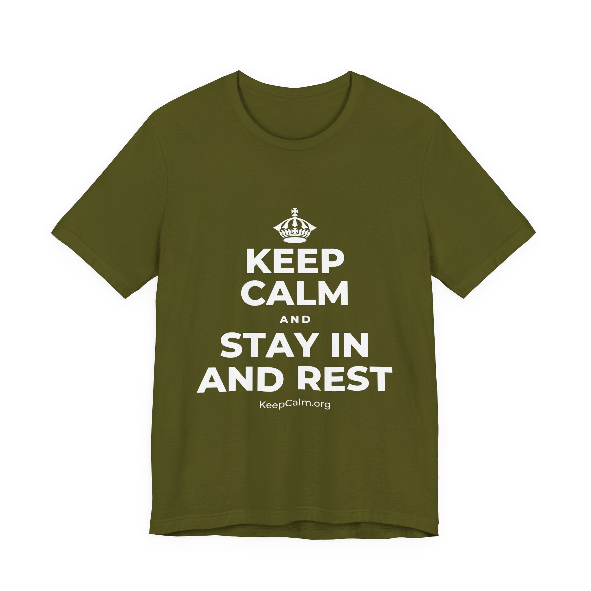 KEEP CALM AND STAY IN AND REST T-Shirt (Baby Blue–Silver)