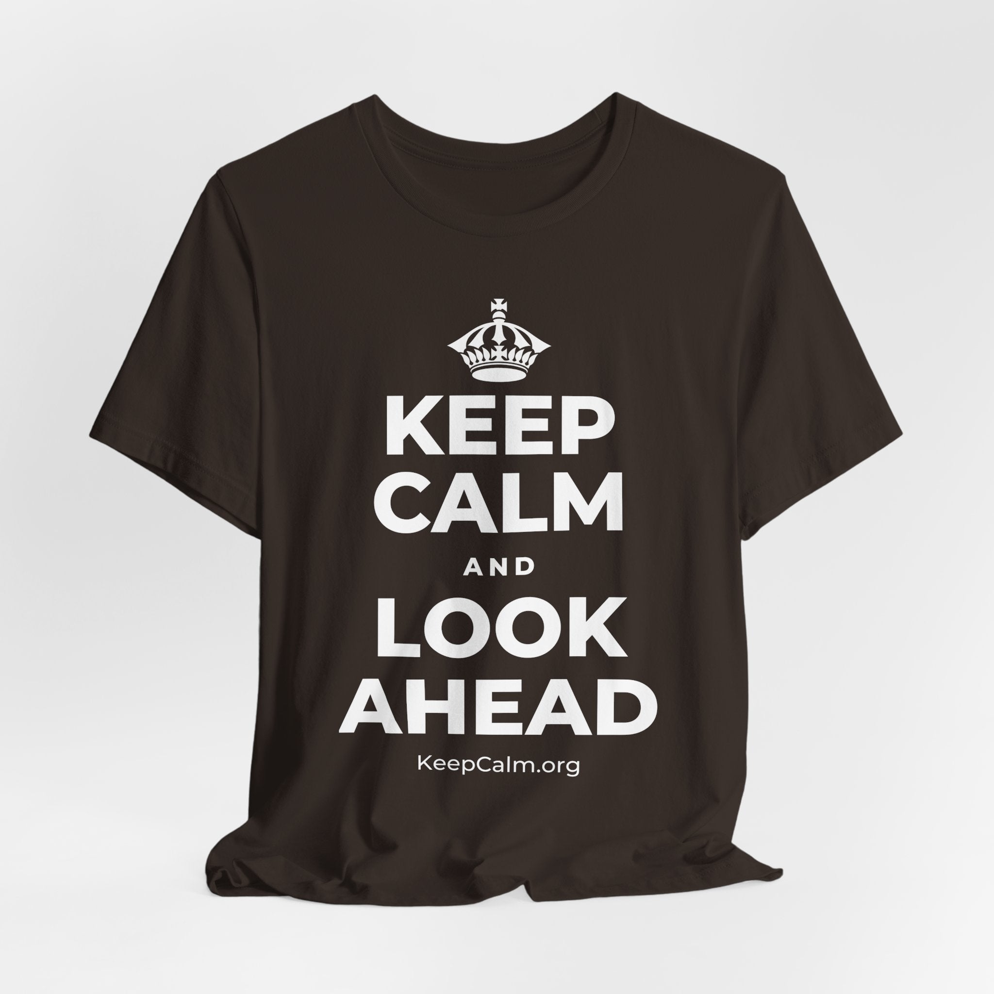 KEEP CALM AND LOOK AHEAD T-Shirt (Soft Cream–Heather Mauve)