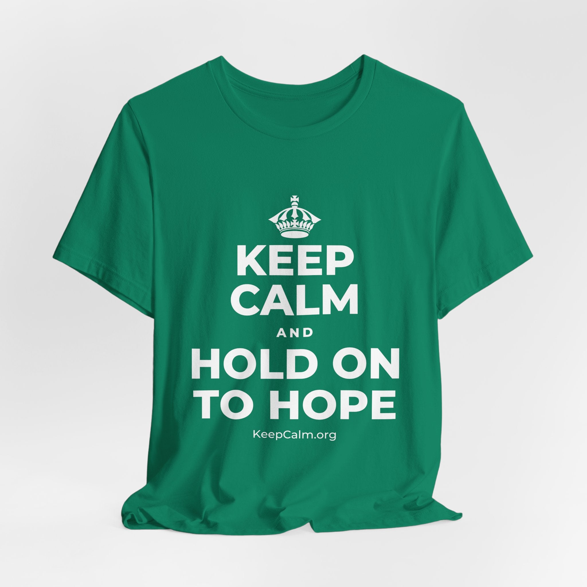 KEEP CALM AND HOLD ON TO HOPE T-Shirt (White–Asphalt)