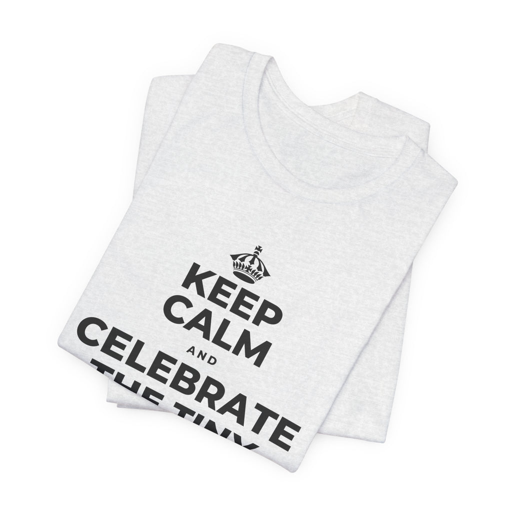 KEEP CALM AND CELEBRATE THE TINY VICTORIES EVERY SINGLE DAY T-Shirt (Soft Cream–Heather Mauve)