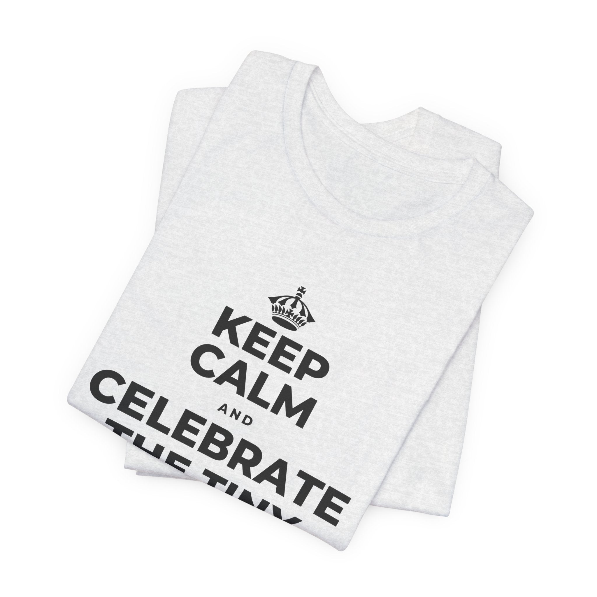 KEEP CALM AND CELEBRATE THE TINY VICTORIES EVERY SINGLE DAY T-Shirt (Soft Cream–Heather Mauve)
