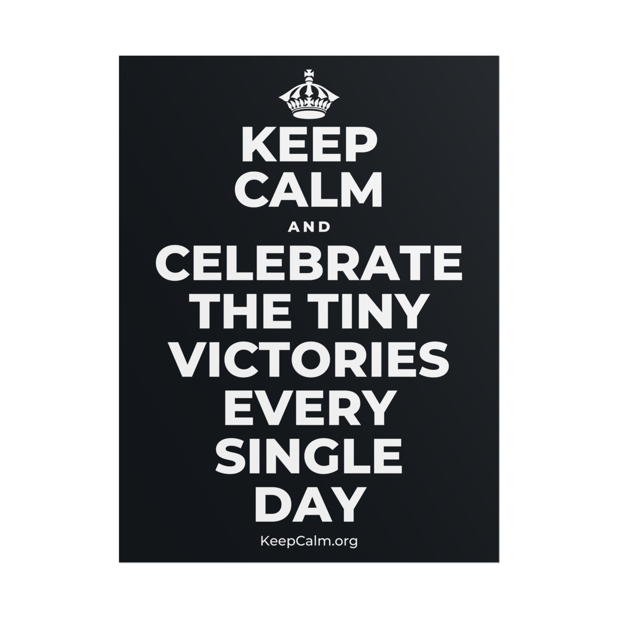 KEEP CALM AND CELEBRATE THE TINY VICTORIES EVERY SINGLE DAY Poster (Dark)