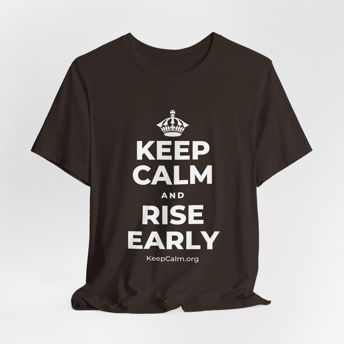 KEEP CALM AND RISE EARLY T-Shirt (Soft Cream–Heather Mauve)