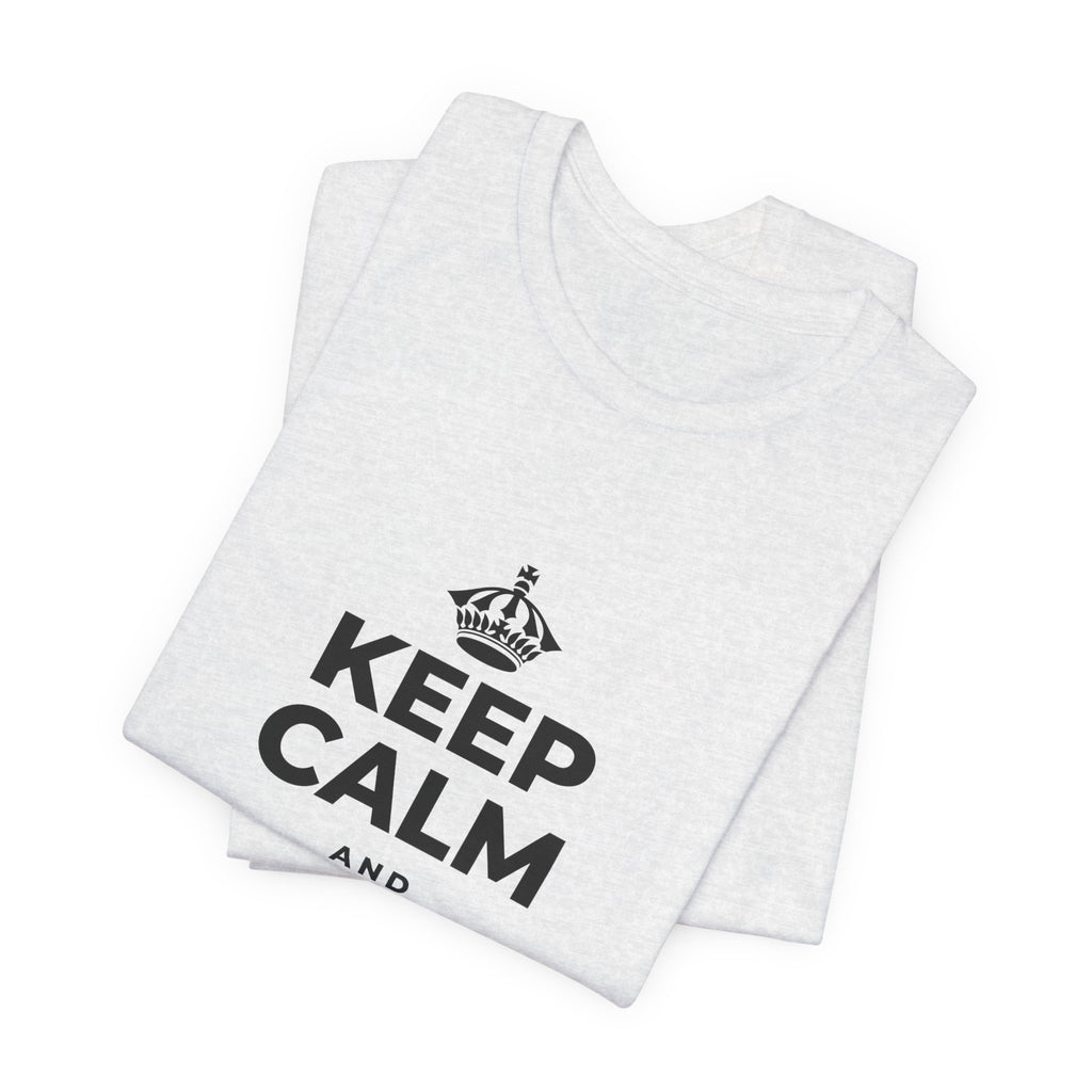 KEEP CALM AND LOVE OUT LOUD T-Shirt (Soft Cream–Heather Mauve)