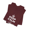 KEEP CALM AND GO GENTLE ON MONDAY T-Shirt (Baby Blue–Silver)
