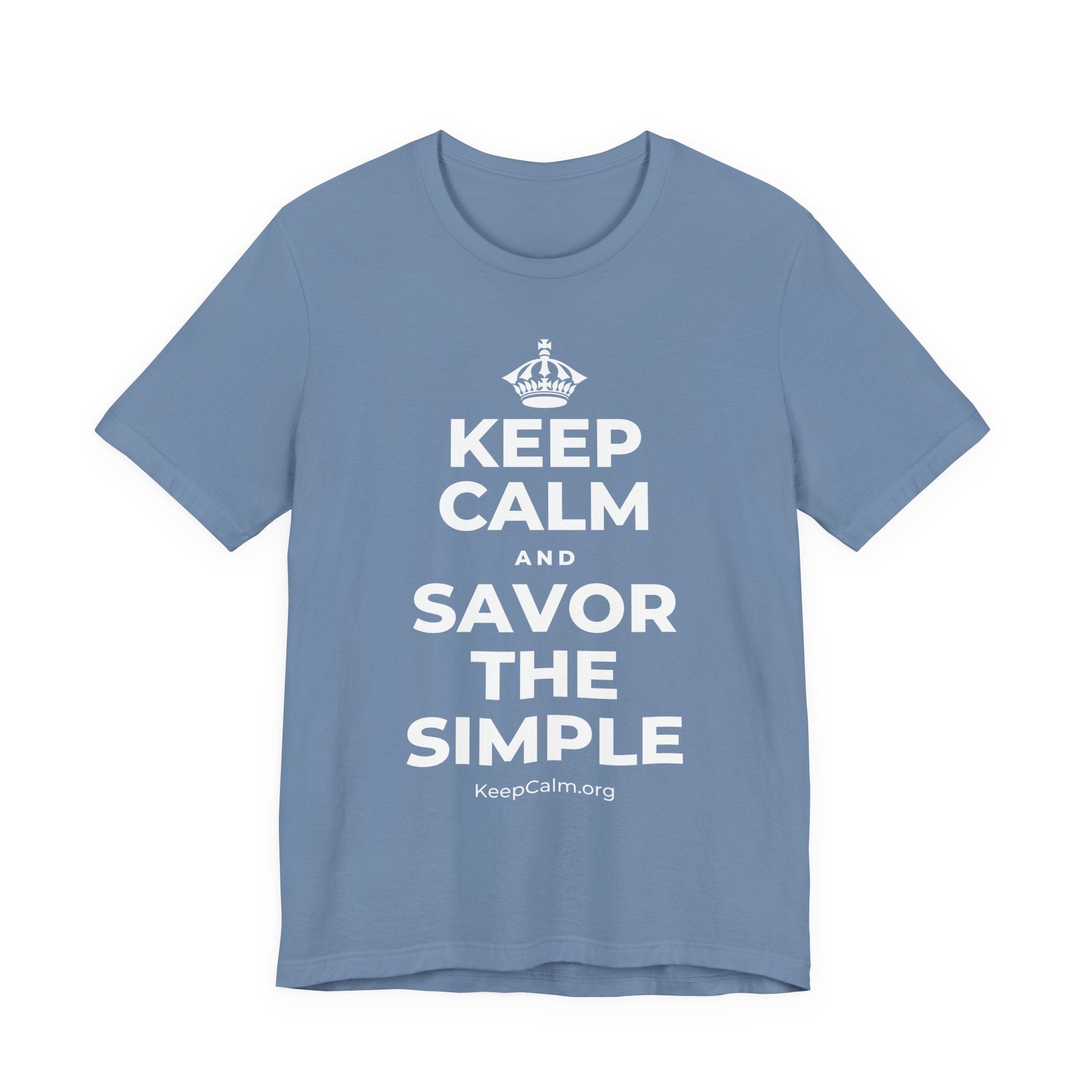 KEEP CALM AND SAVOR THE SIMPLE T-Shirt (Soft Cream–Heather Mauve)
