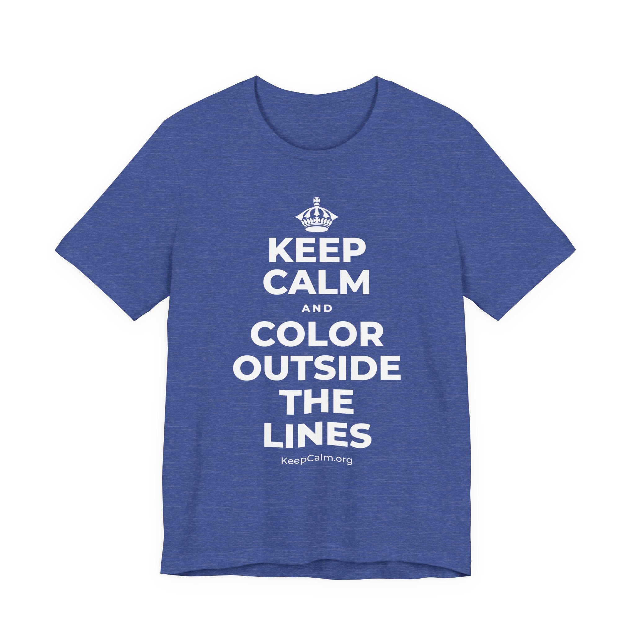 KEEP CALM AND COLOR OUTSIDE THE LINES T-Shirt (Baby Blue–Silver)