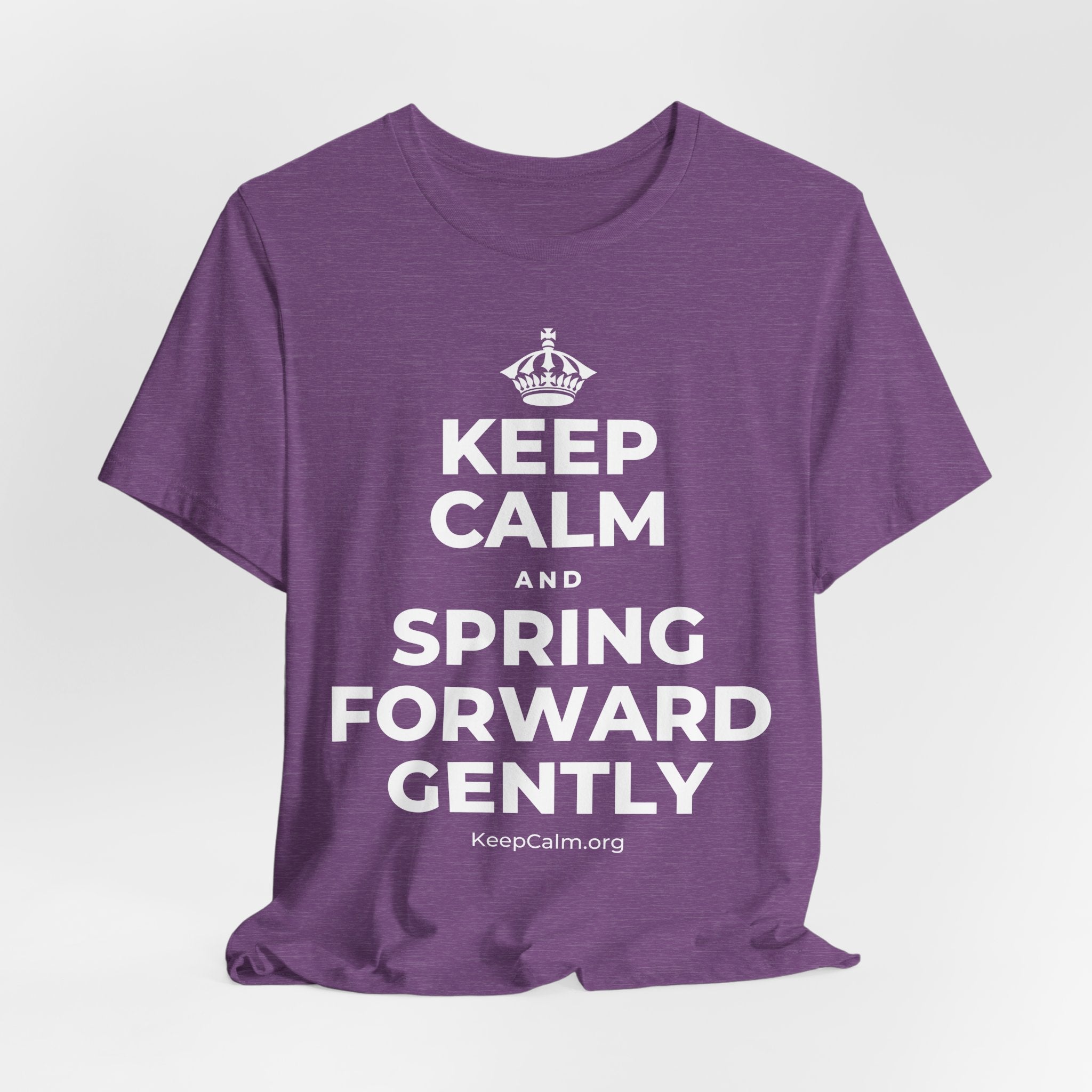 KEEP CALM AND SPRING FORWARD GENTLY T-Shirt (Baby Blue–Silver)