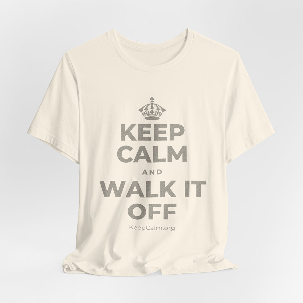 KEEP CALM AND WALK IT OFF T-Shirt (White–Asphalt)