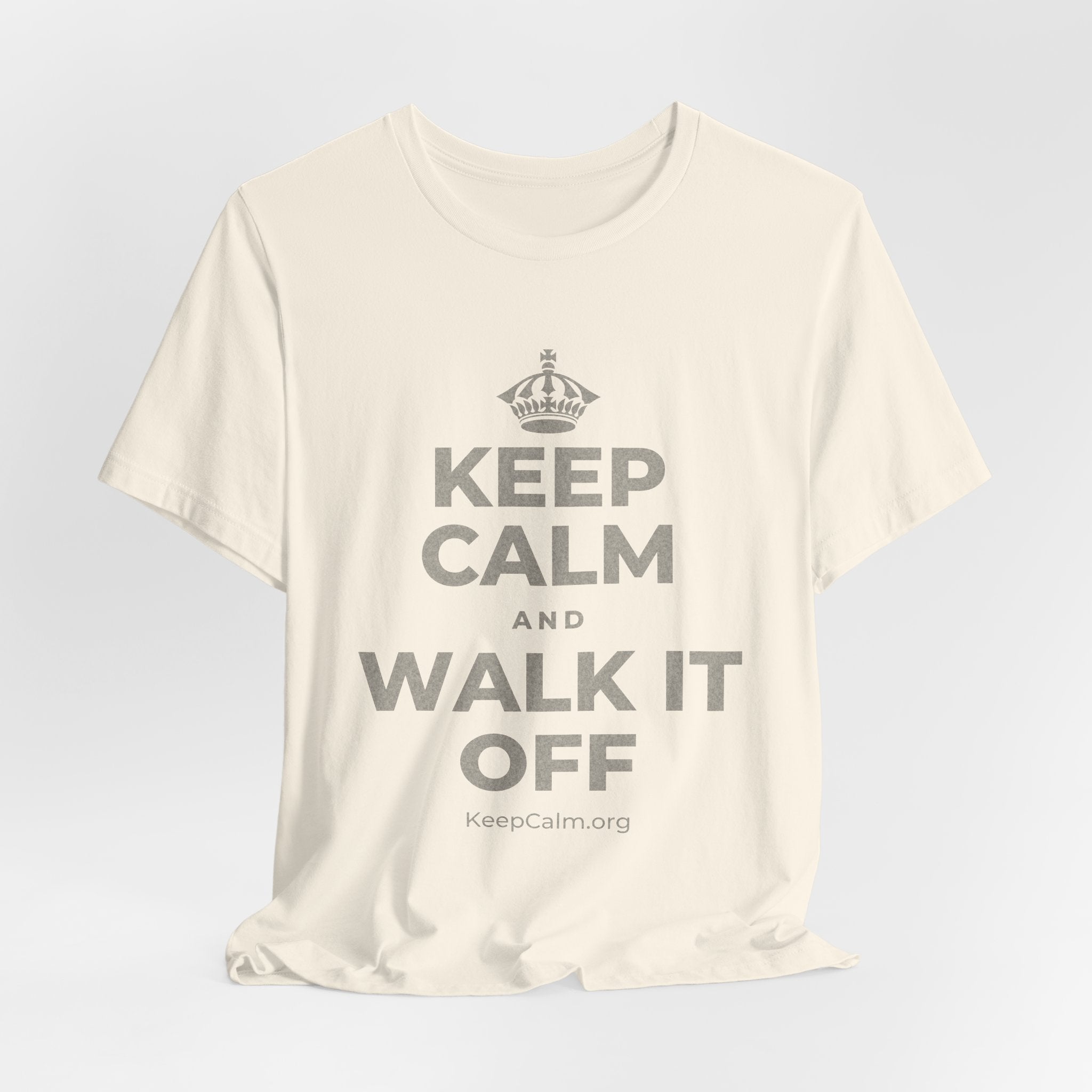 KEEP CALM AND WALK IT OFF T-Shirt (White–Asphalt)