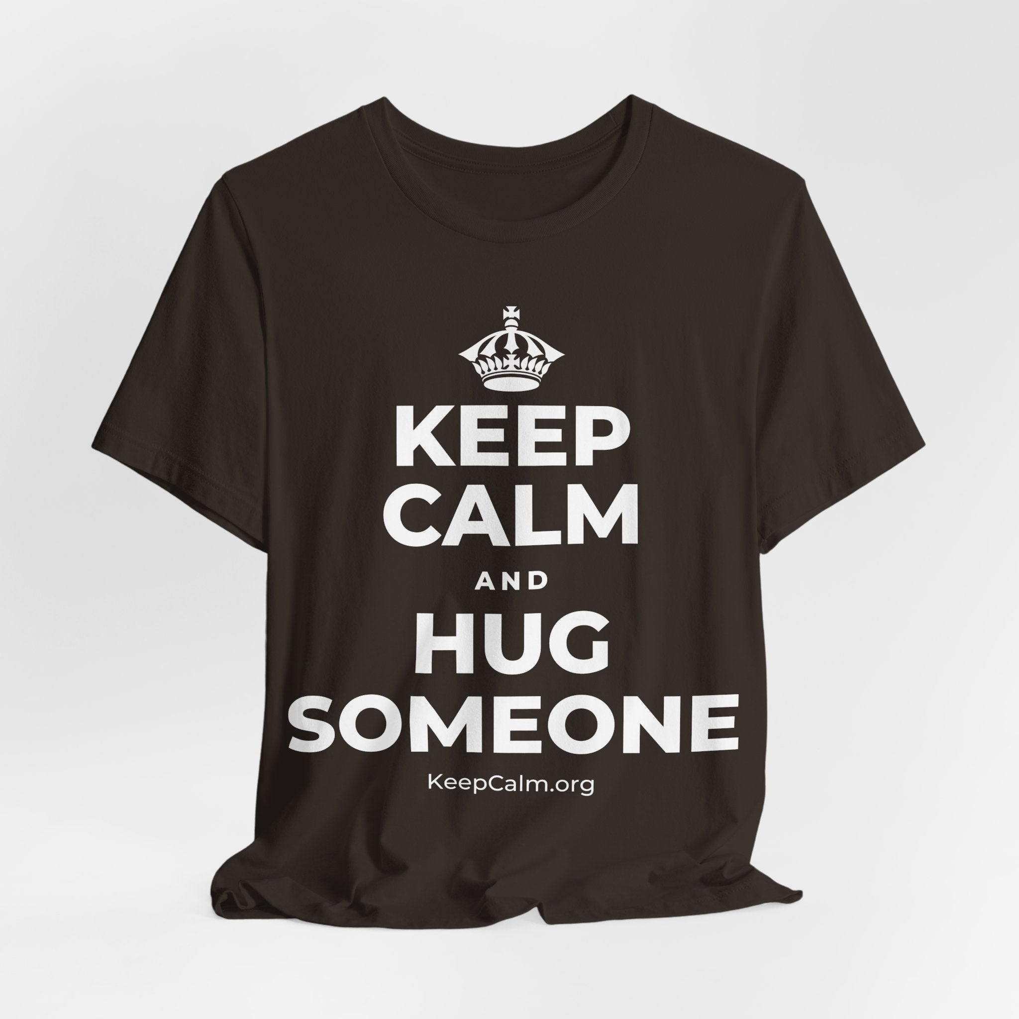 KEEP CALM AND HUG SOMEONE T-Shirt (Soft Cream–Heather Mauve)