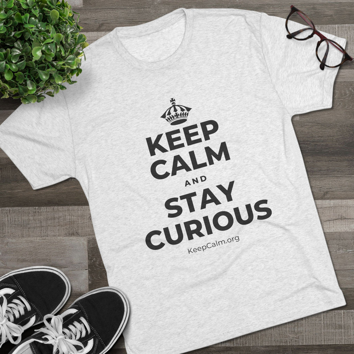 KEEP CALM AND STAY CURIOUS Tri-Blend Tee