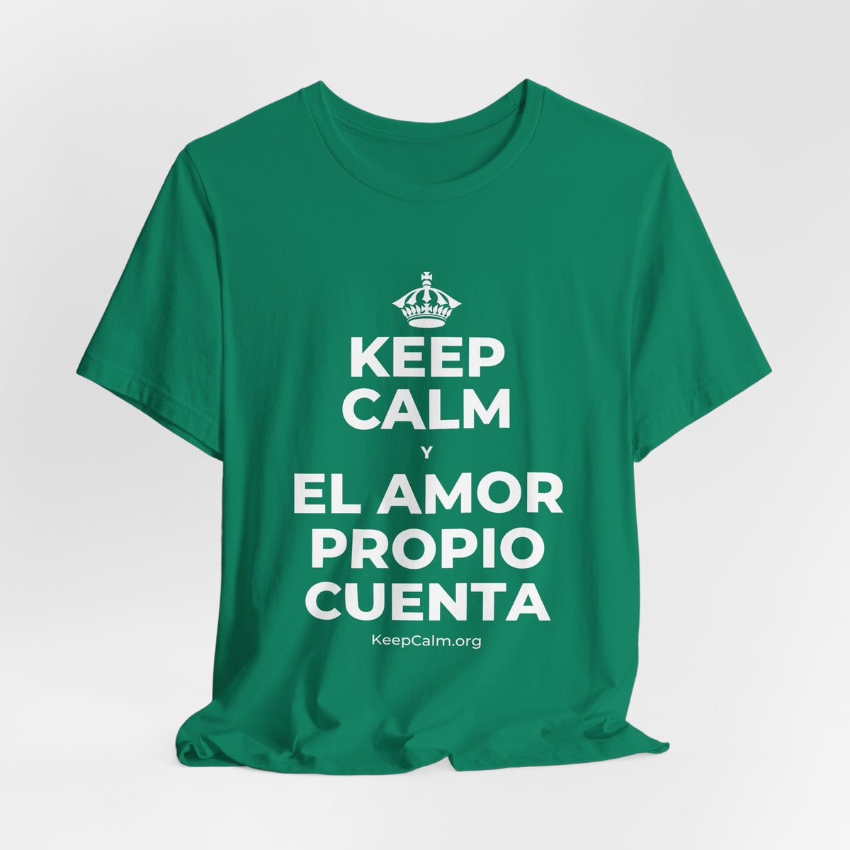 KEEP CALM Y EL AMOR PROPIO CUENTA T-Shirt (White–Asphalt)