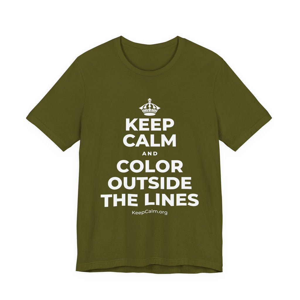 KEEP CALM AND COLOR OUTSIDE THE LINES T-Shirt (Baby Blue–Silver)