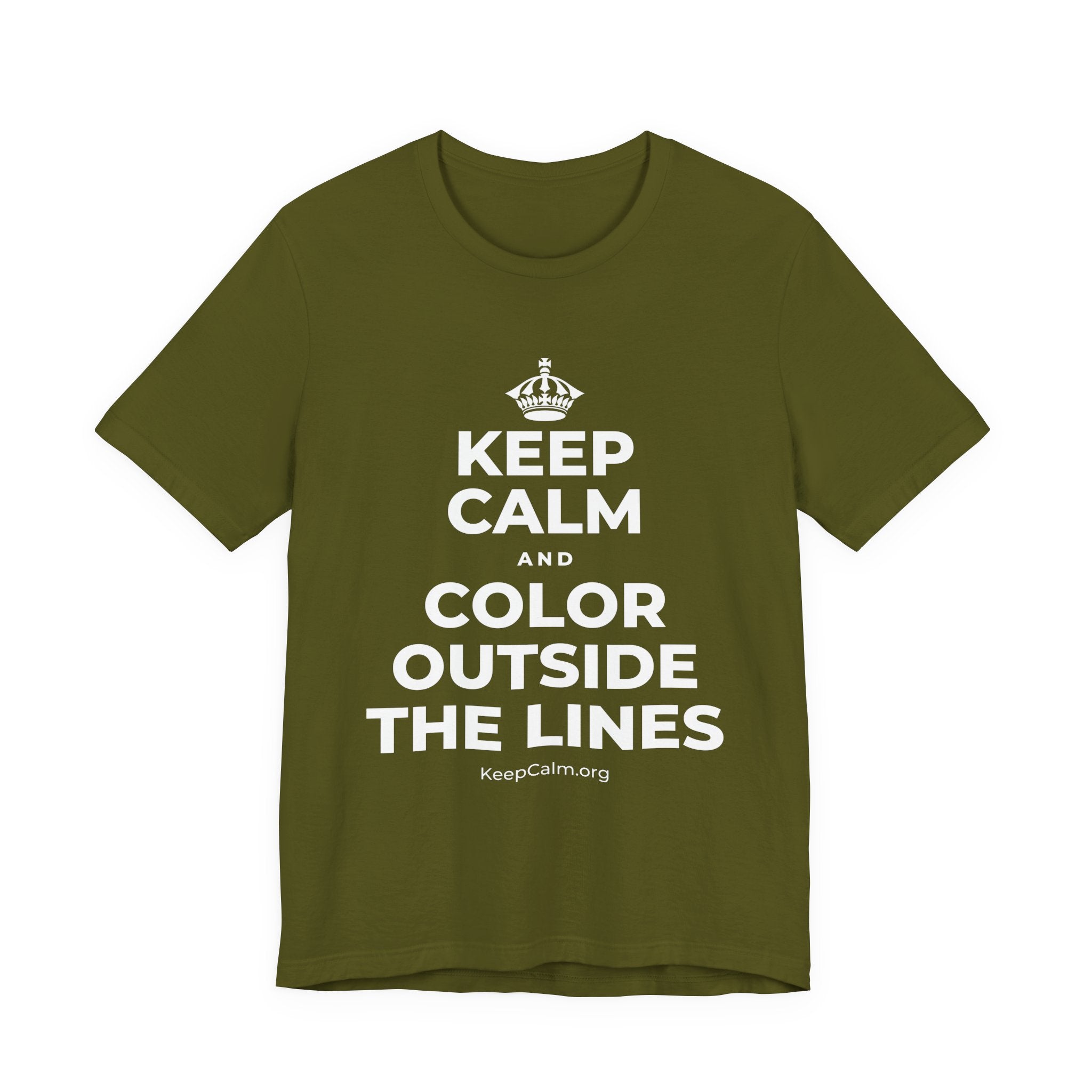 KEEP CALM AND COLOR OUTSIDE THE LINES T-Shirt (Baby Blue–Silver)