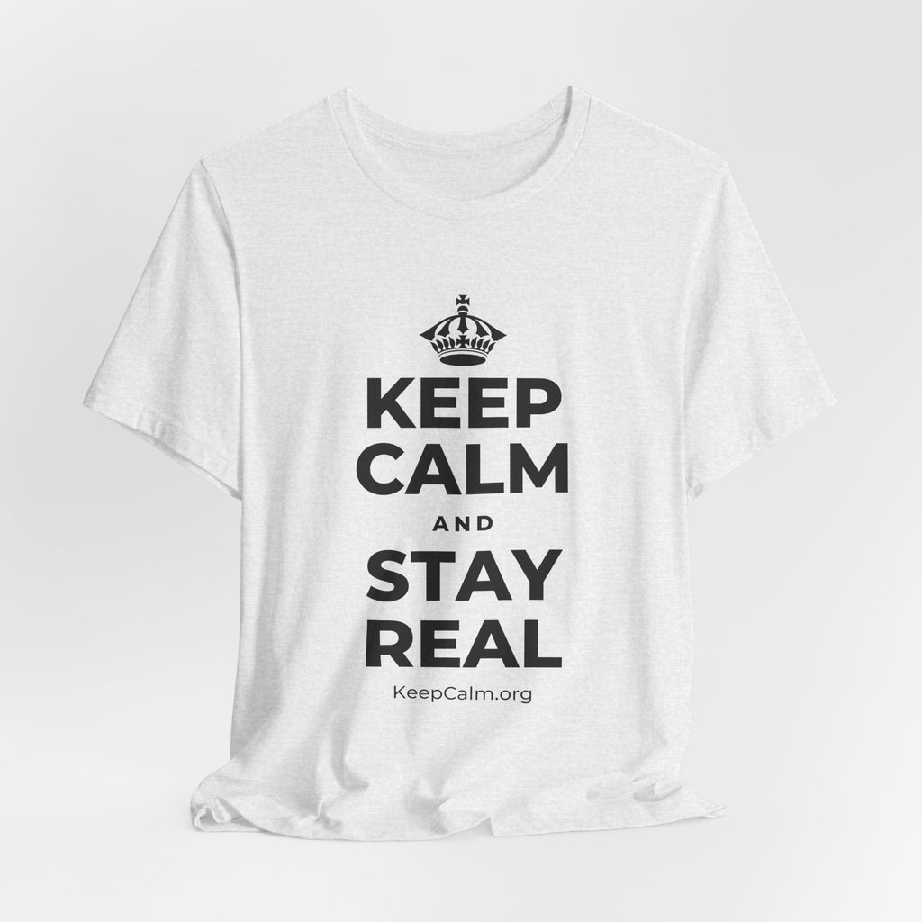 KEEP CALM AND STAY REAL T-Shirt (Soft Cream–Heather Mauve)
