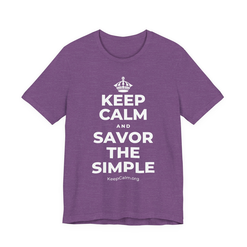 KEEP CALM AND SAVOR THE SIMPLE T-Shirt (Baby Blue–Silver)