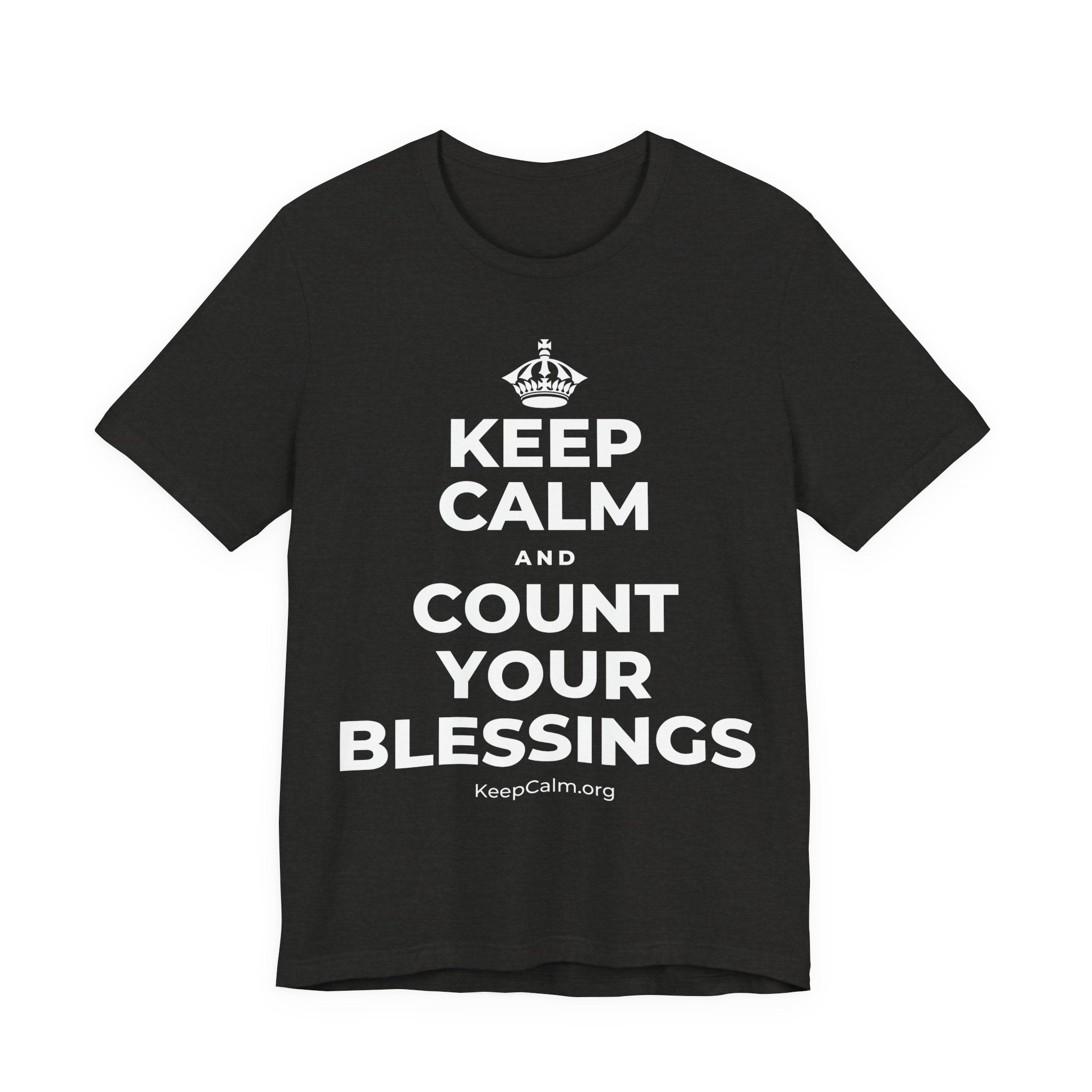 KEEP CALM AND COUNT YOUR BLESSINGS T-Shirt (Soft Cream–Heather Mauve)
