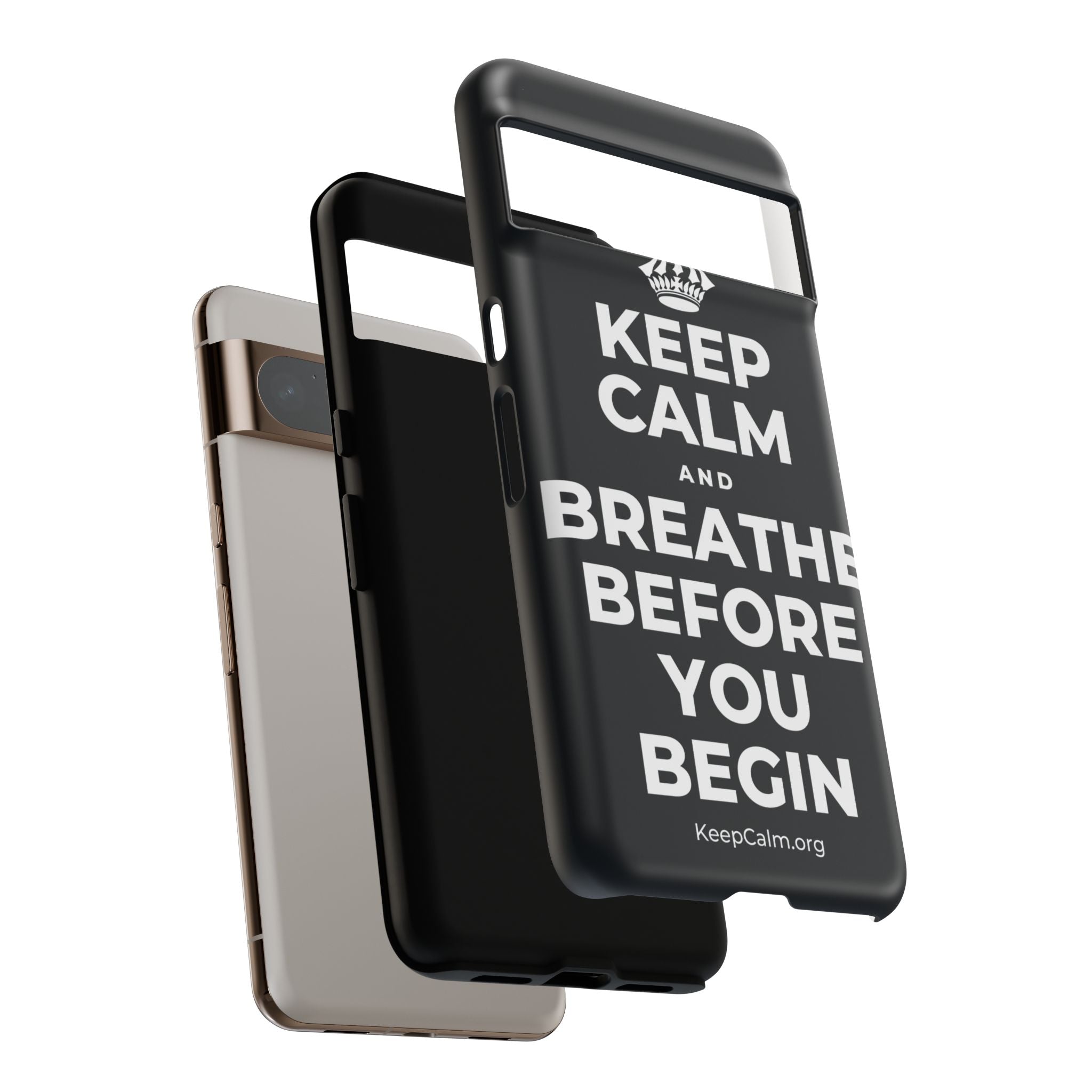 KEEP CALM AND BREATHE BEFORE YOU BEGIN Phone Case (Dark)