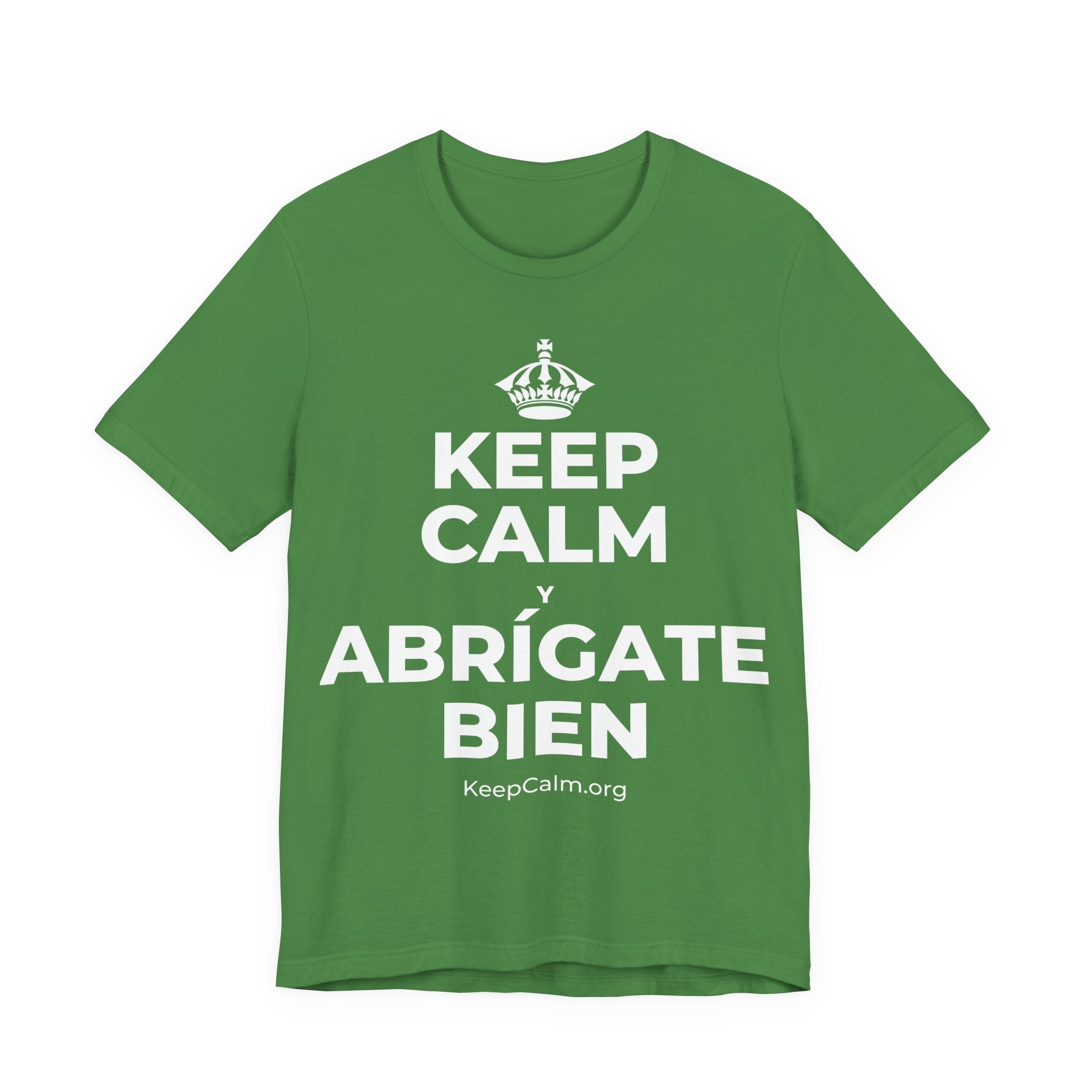 KEEP CALM Y ABRÍGATE BIEN T-Shirt (Baby Blue–Silver)
