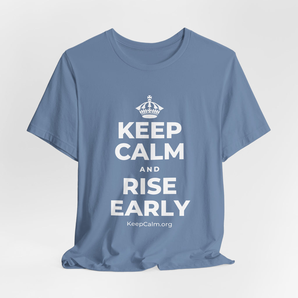 KEEP CALM AND RISE EARLY T-Shirt (Soft Cream–Heather Mauve)