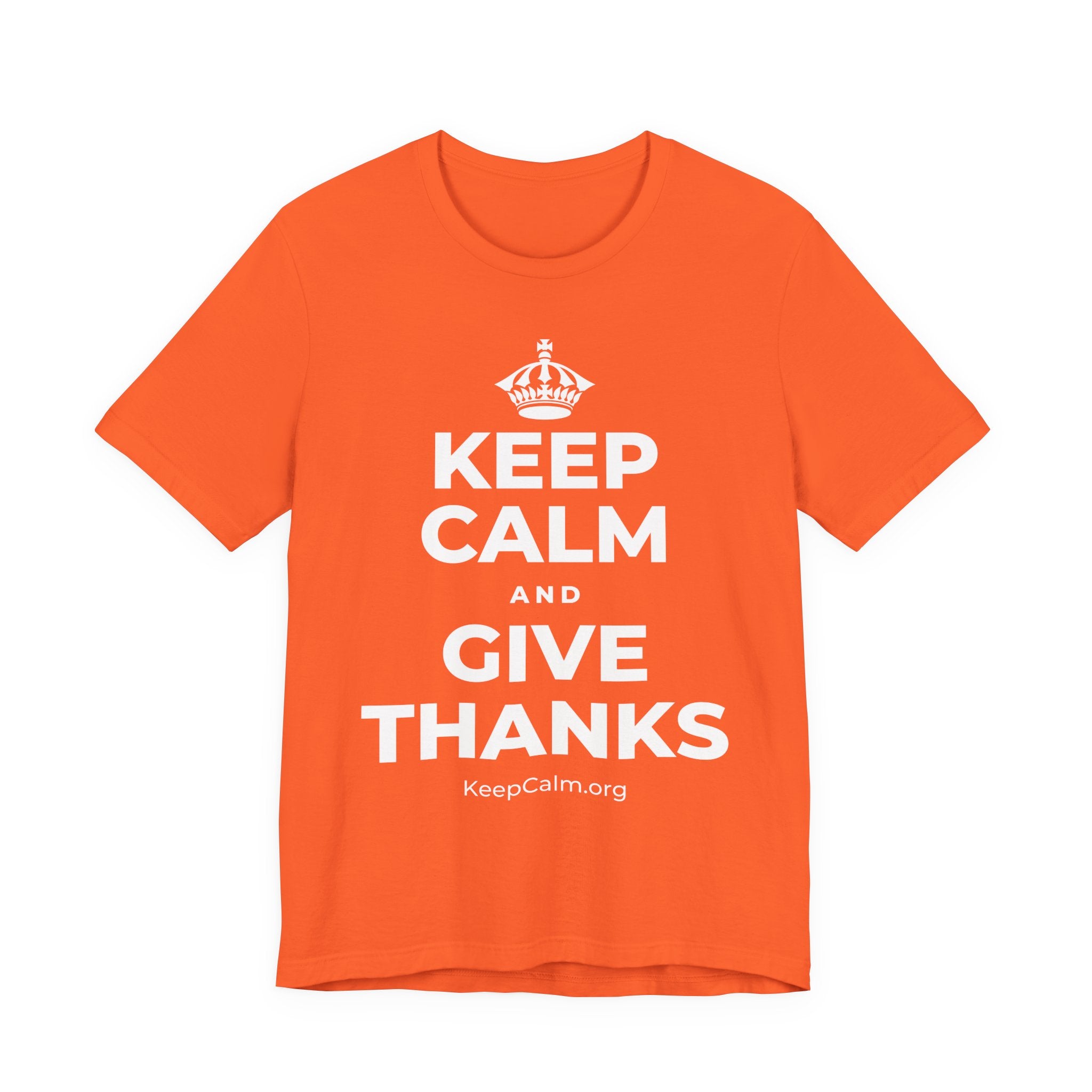 KEEP CALM AND GIVE THANKS T-Shirt (Baby Blue–Silver)