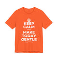 KEEP CALM AND MAKE TODAY GENTLE T-Shirt (Baby Blue–Silver)