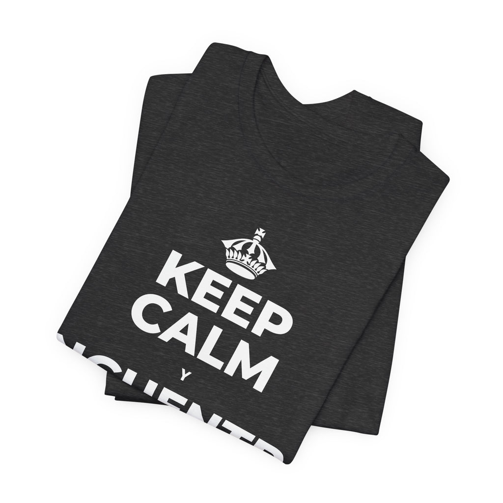 KEEP CALM Y ENCUENTRA TU CENTRO T-Shirt (White–Asphalt)