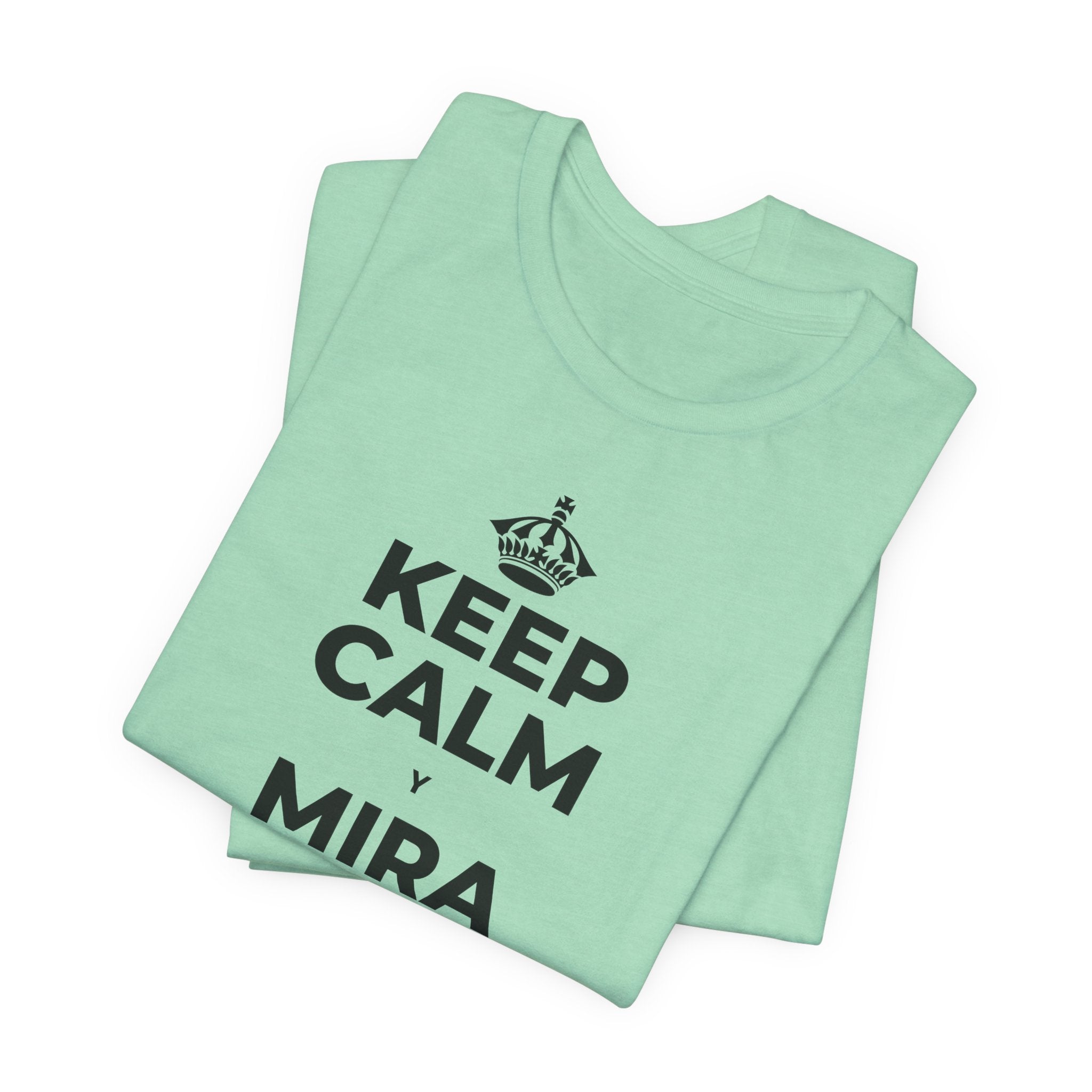 KEEP CALM Y MIRA CAER LA NIEVE T-Shirt (Baby Blue–Silver)
