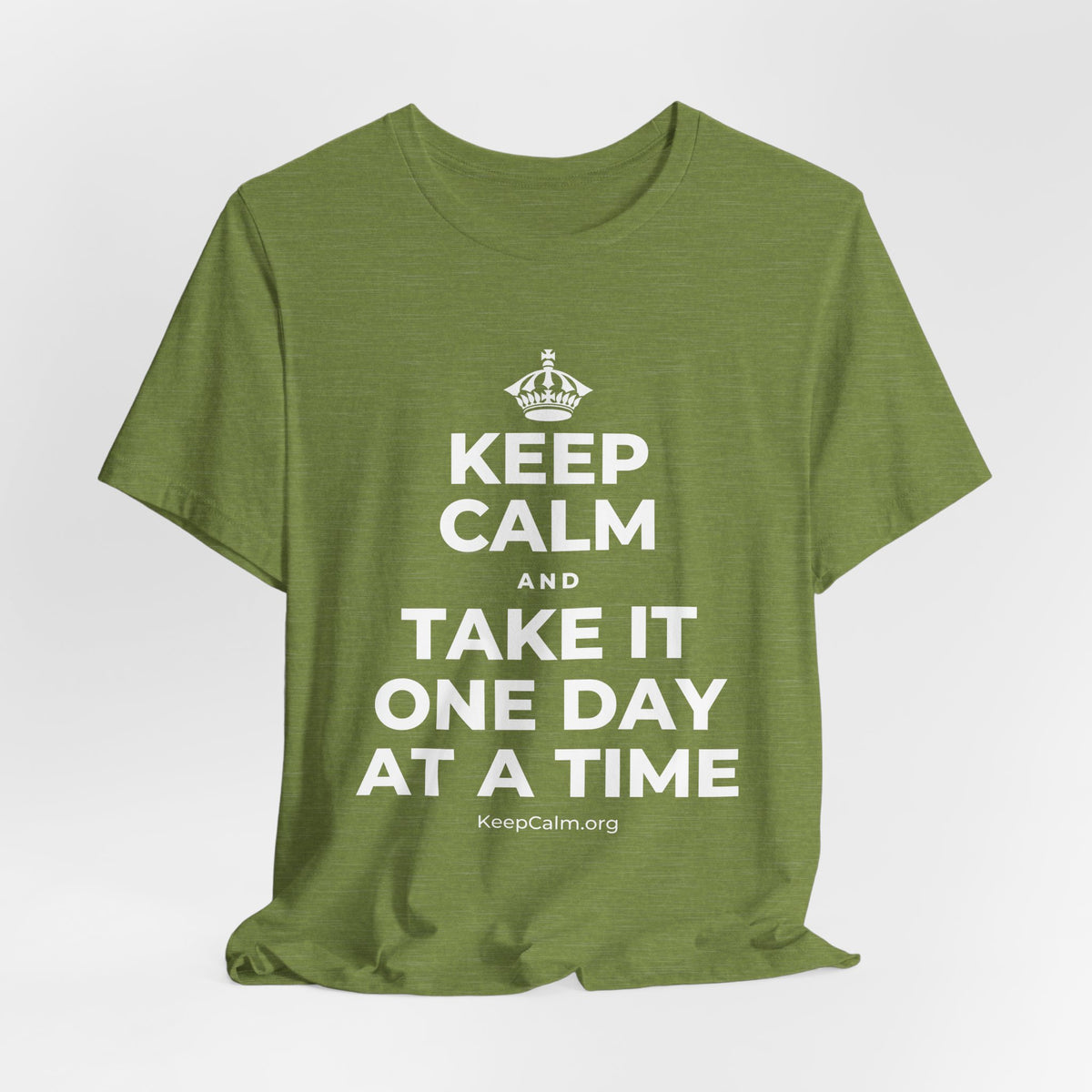 KEEP CALM AND TAKE IT ONE DAY AT A TIME T-Shirt (Baby Blue–Silver)