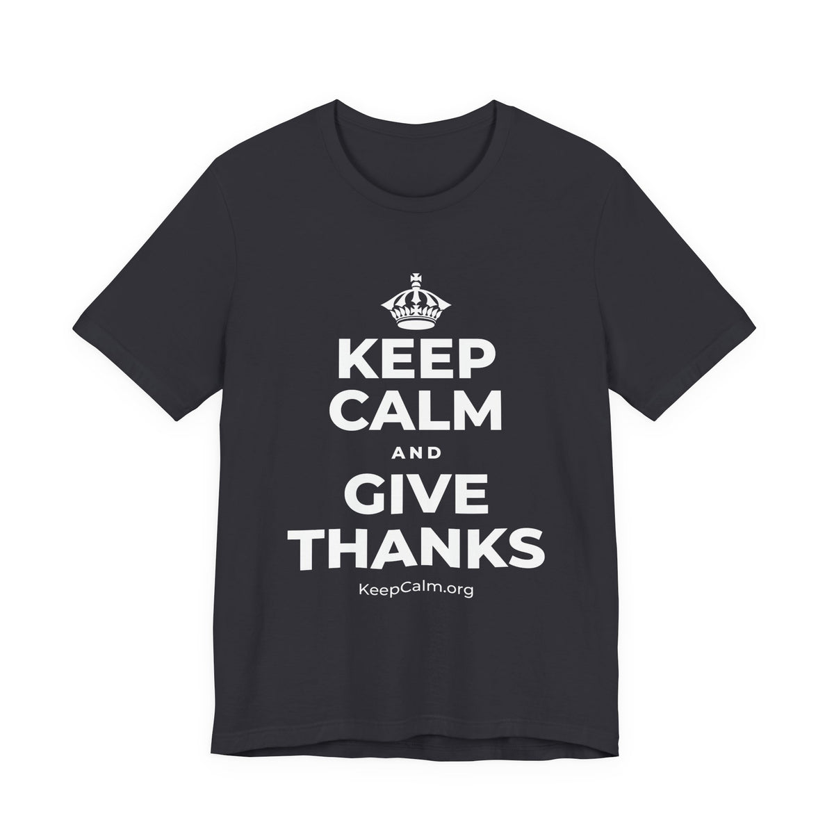 KEEP CALM AND GIVE THANKS T-Shirt (Baby Blue–Silver)
