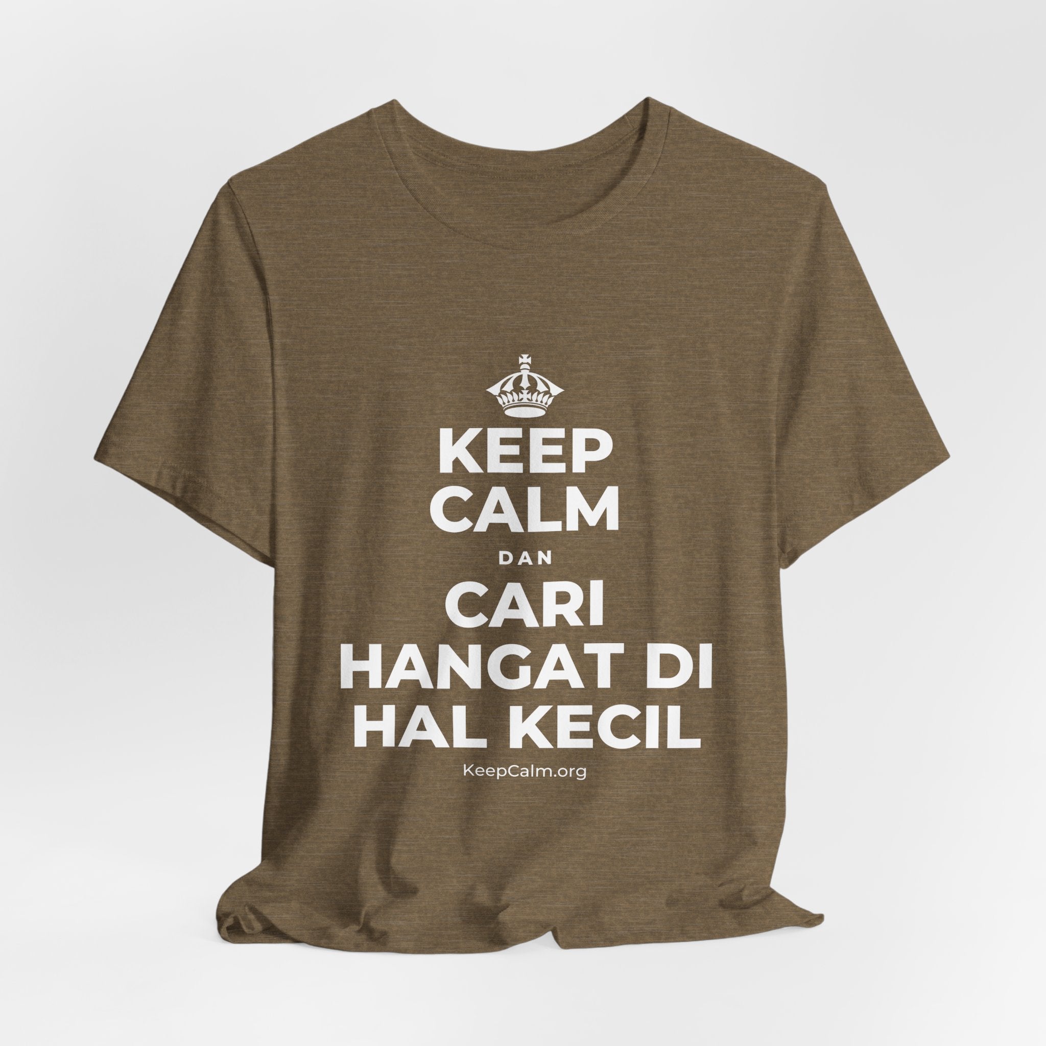 KEEP CALM DAN CARI HANGAT DI HAL KECIL T-Shirt (Soft Cream–Heather Mauve)