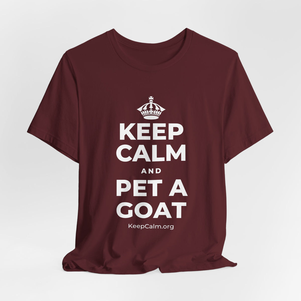 KEEP CALM AND PET A GOAT T-Shirt (Baby Blue–Silver)