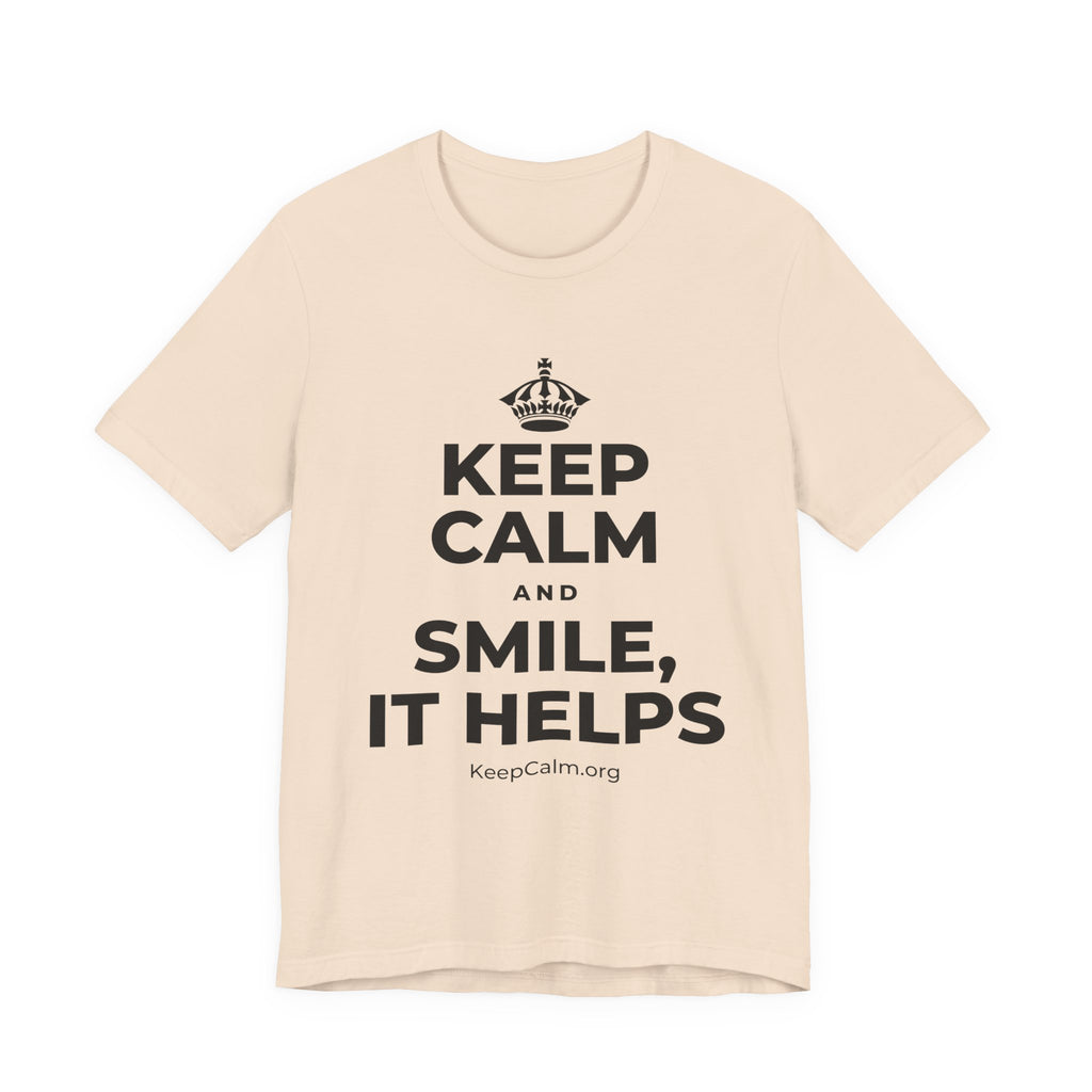KEEP CALM AND SMILE, IT HELPS T-Shirt (Soft Cream–Heather Mauve)