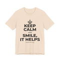 KEEP CALM AND SMILE, IT HELPS T-Shirt (Soft Cream–Heather Mauve)