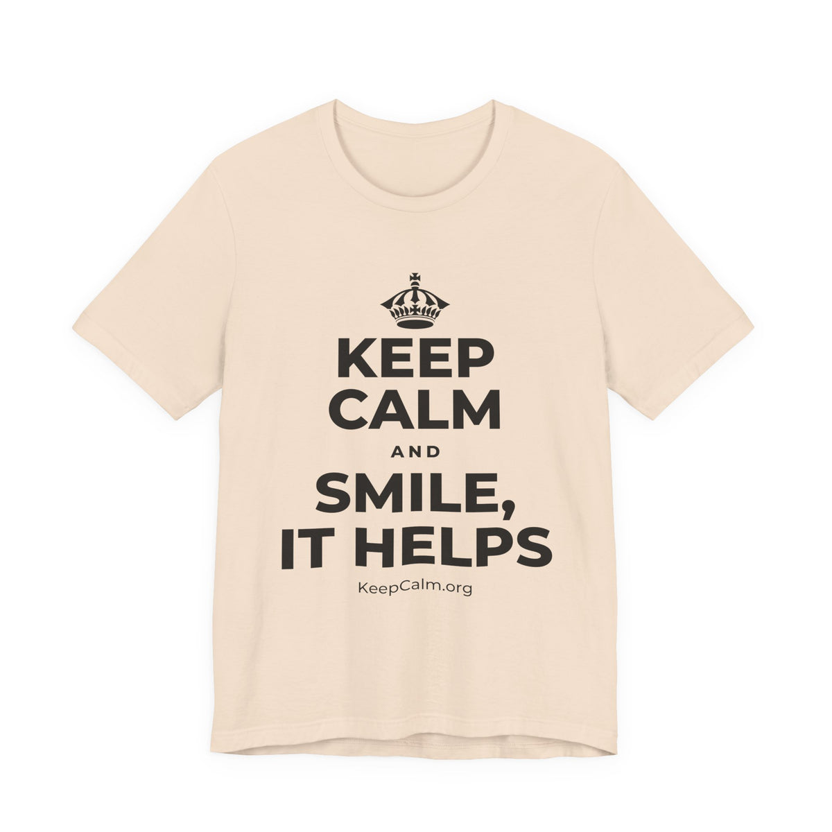 KEEP CALM AND SMILE, IT HELPS T-Shirt (Soft Cream–Heather Mauve)