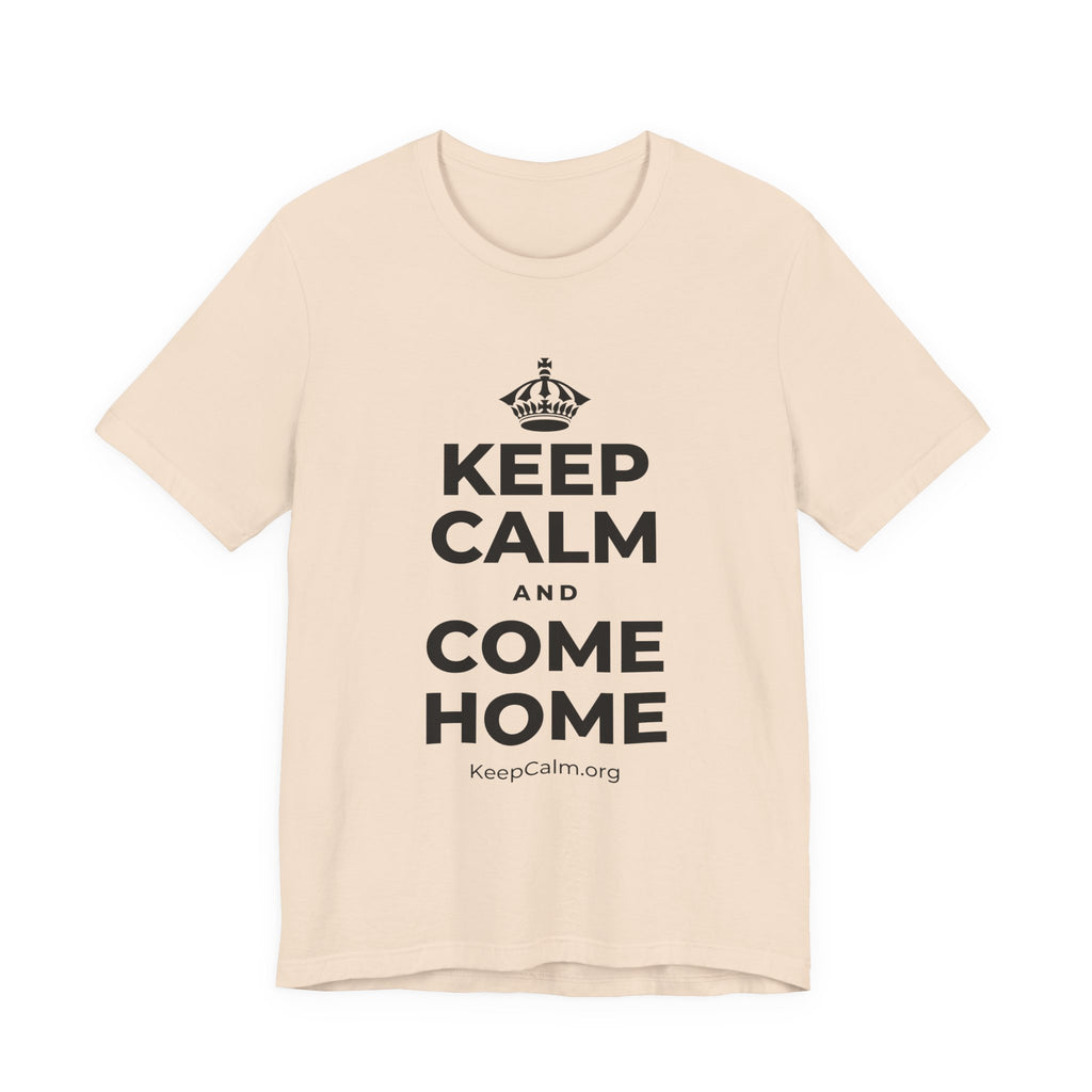 KEEP CALM AND COME HOME T-Shirt (Soft Cream–Heather Mauve)
