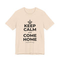KEEP CALM AND COME HOME T-Shirt (Soft Cream–Heather Mauve)