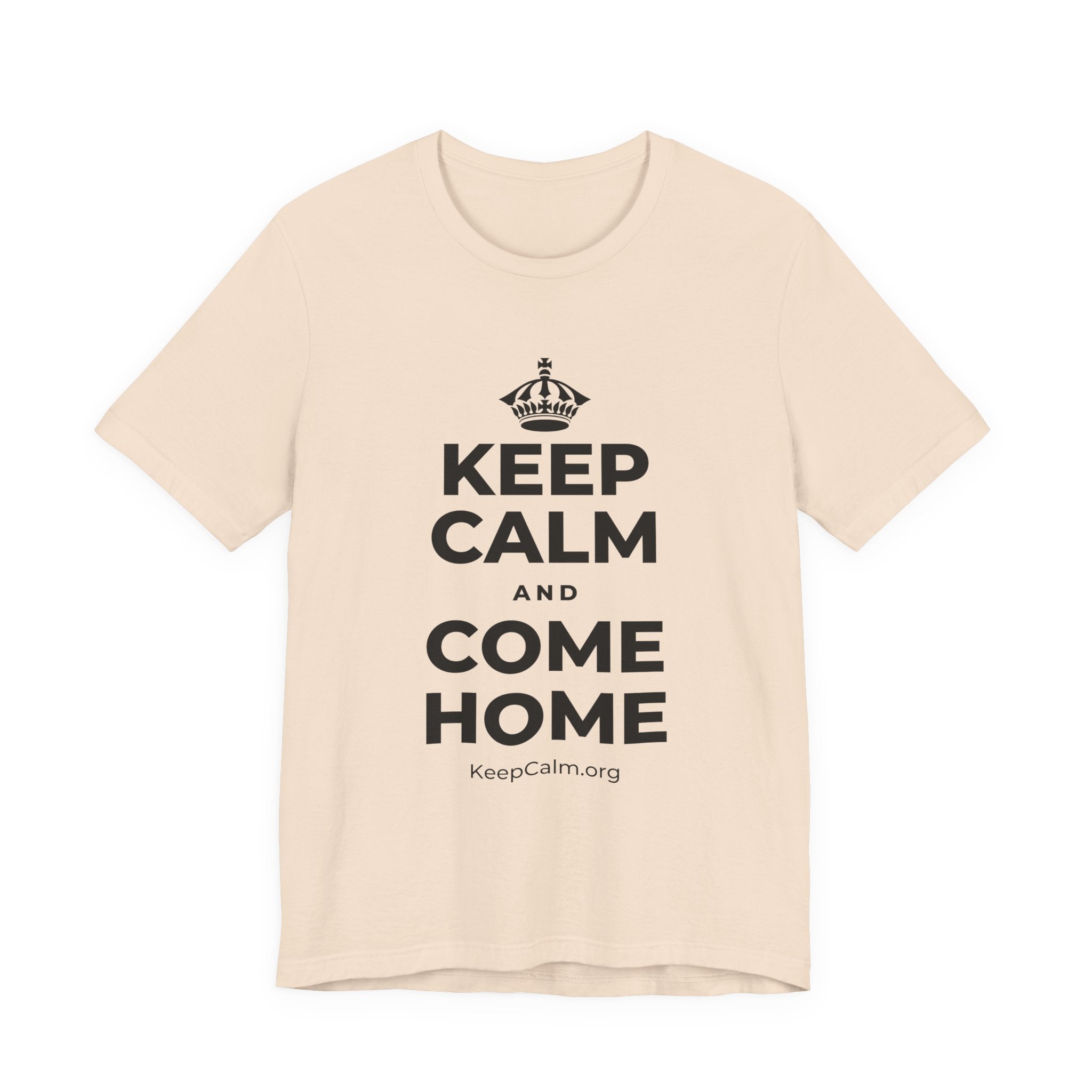 KEEP CALM AND COME HOME T-Shirt (Soft Cream–Heather Mauve)