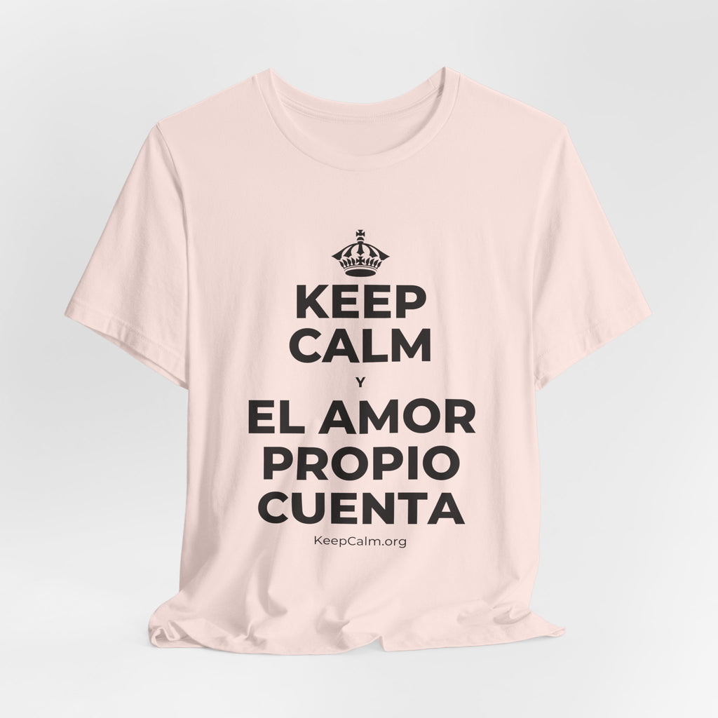 KEEP CALM Y EL AMOR PROPIO CUENTA T-Shirt (Soft Cream–Heather Mauve)