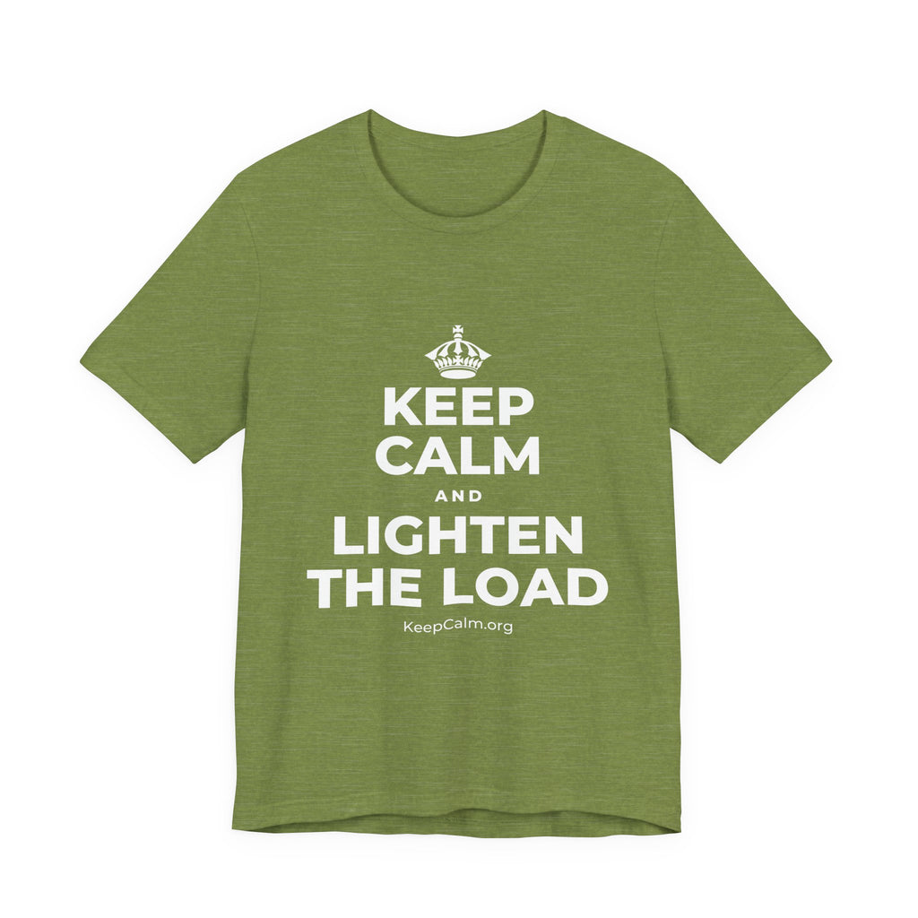 KEEP CALM AND LIGHTEN THE LOAD T-Shirt (Baby Blue–Silver)