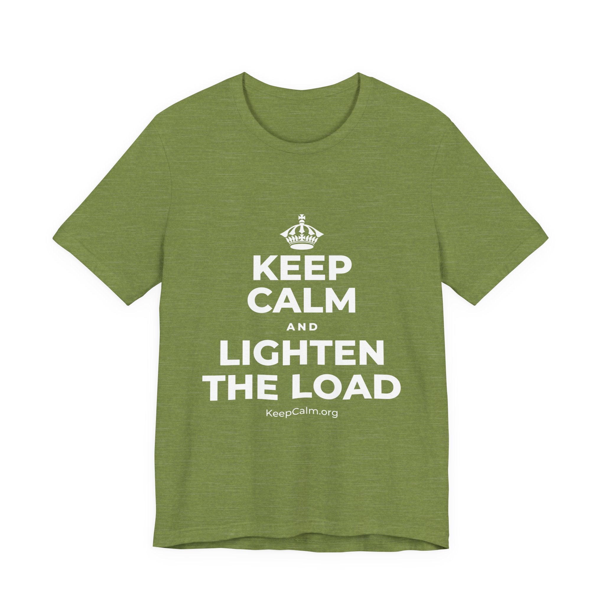 KEEP CALM AND LIGHTEN THE LOAD T-Shirt (Baby Blue–Silver)
