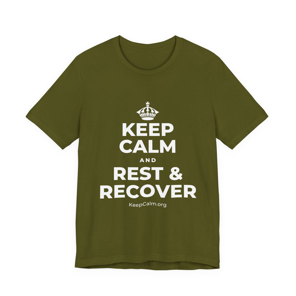 KEEP CALM AND REST & RECOVER T-Shirt (Baby Blue–Silver)