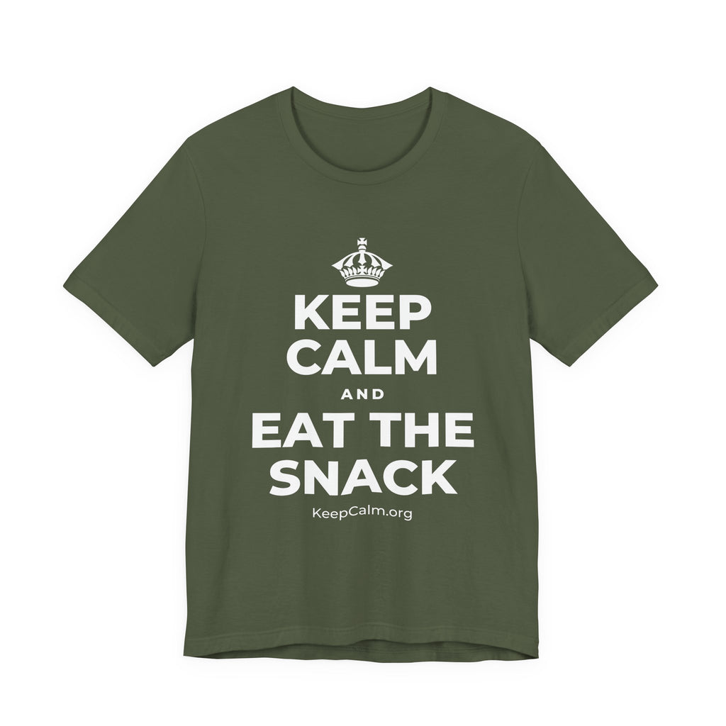 KEEP CALM AND EAT THE SNACK T-Shirt (Military Green–Autumn)