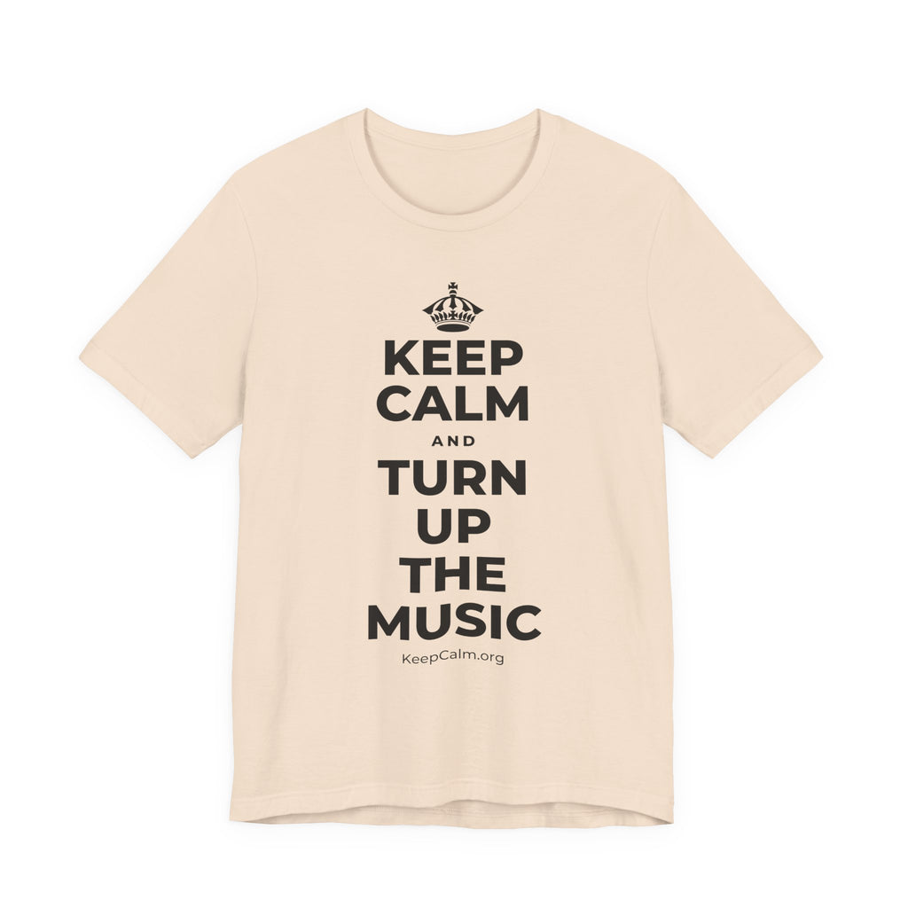 KEEP CALM AND TURN UP THE MUSIC T-Shirt (Soft Cream–Heather Mauve)