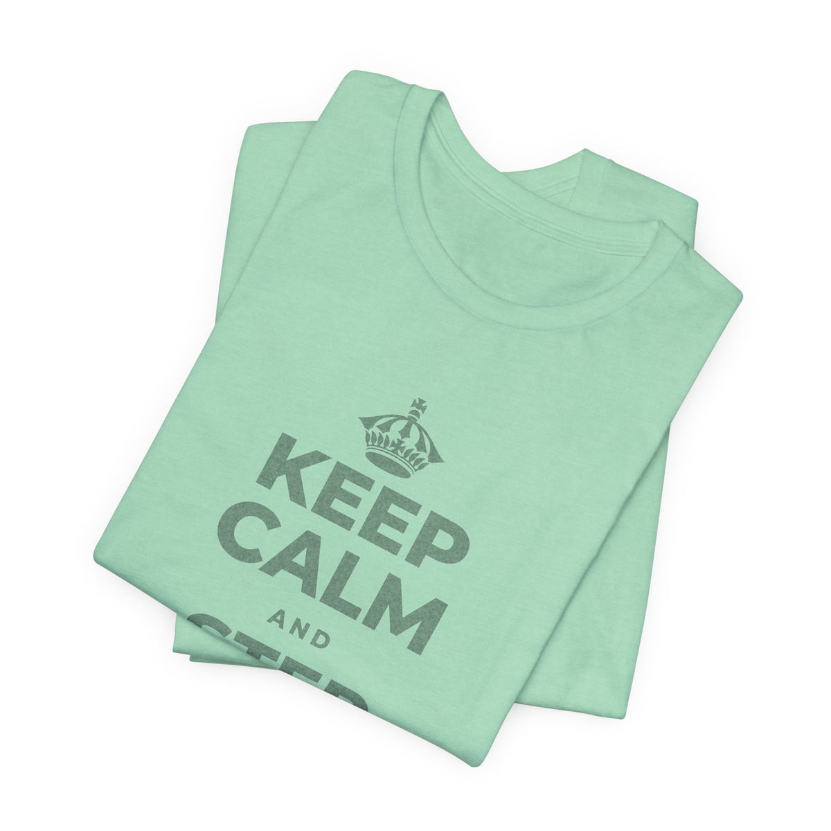 KEEP CALM AND STEP BACK A SEC T-Shirt (Baby Blue–Silver)